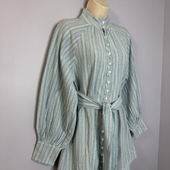 Spell Rodeo Blouse Dress Blue Striped Relax Minimalist Beach Vacation S - Picture 3 of 16